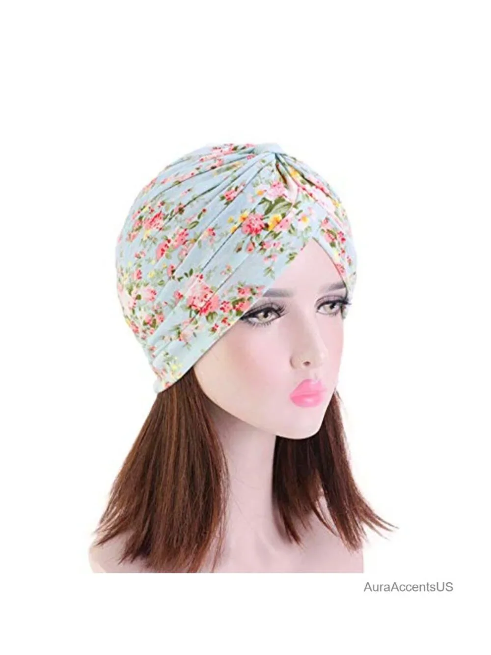 Women's Cotton Turban Head Wrap Chemo Beanie Hat Pre-tied Ruffle